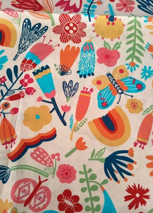 Coupon tissu fleuri avec des papillons en coton, brand: Coton, condition: Very good, €10.00, €11.20 includes Buyer Protection Pro