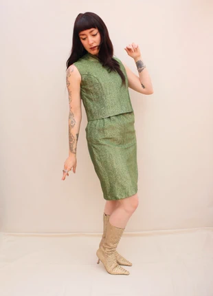 Vintage 60s Green Gold Sparkle Mini Shift Party Cocktail Dress 8 10, brand: Vintage Dressing, condition: Good, size: S / 8, £28.00, £30.10 includes Buyer Protection
