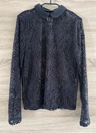 Blouse bleu marine dentelle taille M Only, merk: ONLY, staat: Heel goed, maat: M / 38 / 10, € 5,00, € 5,95 inclusief Kopersbescherming