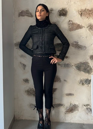 Veste noire en tweed à fils de lurex – Zara – Taille S, brand: Zara, condition: Very good, size: S / 36 / 8, €18.00, €19.60 includes Buyer Protection