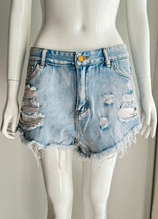 👩 Calções Jeans Rasgados / Shorts Femme - Shein - Estilo Urbano com Atitude !, marca: Shein, estado: Muito bom, tamanho: L / 40 / 12, €5.00, €5.95 inclui Proteção do Comprador