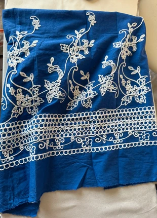 Tessuto vintage orientale cotone blu ricamo paisley, marca: Tessuto, estado: Muy bueno, tamaño: Hasta 149 cm, 3,00 €, 3,85 € Protección al comprador incluida