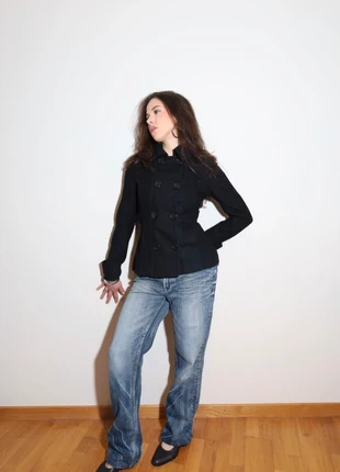 Black Fitted Peacoat Jacket, merk: Vintage, staat: Heel goed, maat: S / 36 / 8, € 55,00, € 58,45 inclusief Kopersbescherming