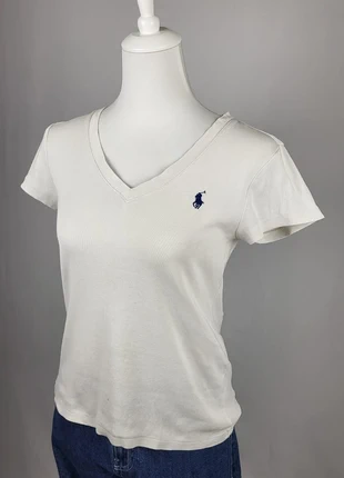 T-shirt Ralph Lauren Sport blanc col V logo bleu femme taille M petit défaut discret devant, marque: Ralph Lauren, état: Bon état, taille: M / 38 / 10, 17,00 €, 18,55 € Protection acheteurs (Pro) incluse