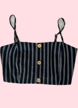 Top a rayas azul marino, marca: Pull & Bear, estado: Muy bueno, tamaño: S / 36 / 8, 5,00 €, 5,95 € Protección al comprador incluida