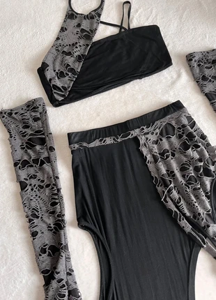 Set completo top + falda asimétrica + mitones estilo gótico grunge halloween, marque: Local, état: Très bon état, taille: S / 36 / 8, 52,00 €, 55,30 € Protection acheteurs incluse