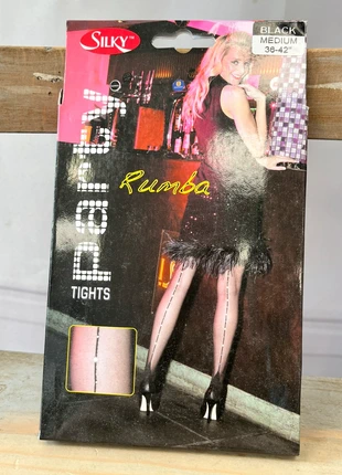 Silky Rumba Diamante Backseam Tights – Black, Medium (36–42”), brand: Silky, condition: New with tags, size: M / UK 12-14, £4.00, £4.90 includes Buyer Protection