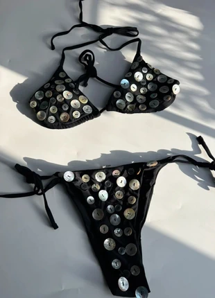 Bikini noir à sequins nacré, condition: Very good, size: S / 36 / 8, €37.00, €39.55 includes Buyer Protection Pro