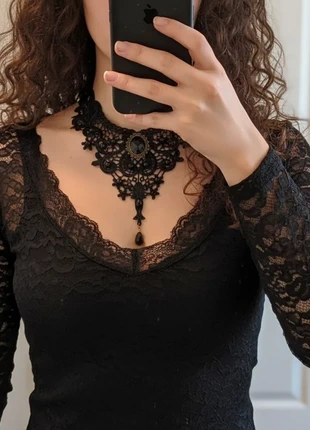 Collier gothique en dentelle noire avec pendentif, condizioni: Ottime, €9.90, €11.10 include la Protezione acquisti