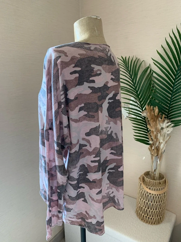 Blouse manches longues camouflage brillant femme - photo numéro 3