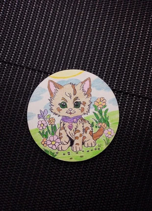 Sous verre rond petit chaton et son décor, marque: Fait Main, état: Très bon état, 5,00 €, 5,95 € Protection acheteurs incluse