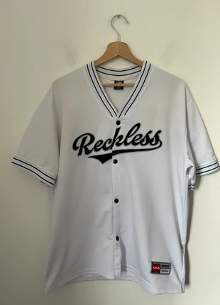 FSBN Reckless White Button Front Baseball Jersey Shirt Size M, brand: FSBN, condition: Good, size: M, £11.00, £12.25 includes Buyer Protection