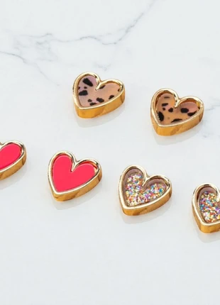 Ensemble de 3 paires de Boucles d’oreilles dorées cœur léopard multicolores, marca: Vintage Boutique, estado: Muito bom, €6.50, €7.53 inclui Proteção do Comprador