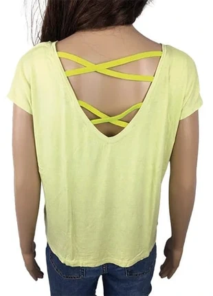 T-shirt jaune col V et manches courtes femme - Taille 38, marca: sans marque, estado: Muito bom, tamanho: M / 38 / 10, €4.00, €4.90 inclui Proteção do Comprador