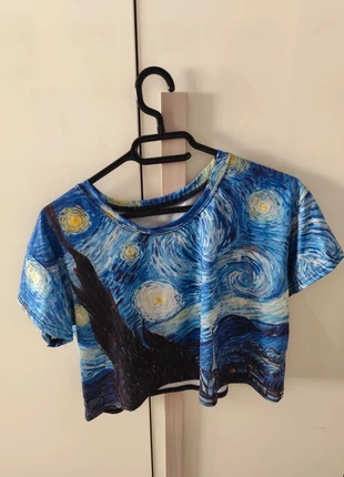 Starry night Vincent Van Gogh crop top, merk: Shein, staat: Heel goed, maat: L / 40 / 12, € 6,00, € 7,00 inclusief Kopersbescherming