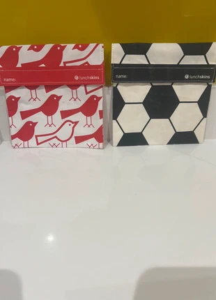Practical Lunchskins Reusable Sandwich & Snack Bags – Birds (New) & Football (Used Once), brand: lunchskins, condition: New without tags, £1.75, £2.19 includes Buyer Protection