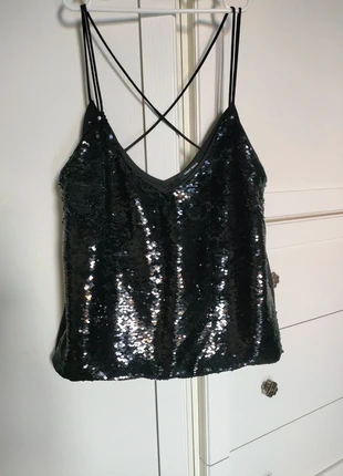 Top con paillettes, marque: brand, état: Très bon état, taille: M / 38 / 10, 5,00 €, 5,95 € Protection acheteurs incluse