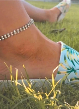 Rhinestone double anklet in silver, condition: New without tags, £4.50, £5.43 includes Buyer Protection