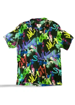 Chemise légère multicolore Pull & Bear motif graffiti – Taille S, marque: Pull & Bear, état: Très bon état, taille: S, 1,00 €, 1,75 € Protection acheteurs (Pro) incluse
