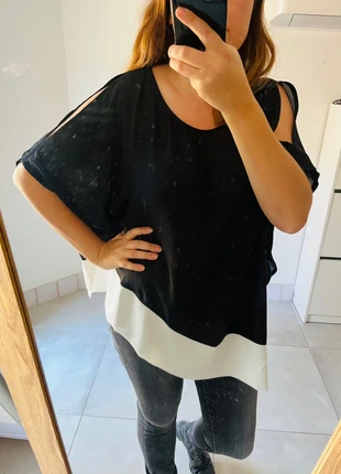 Blouse fluide BPC Noir & Blanc T.42/44, marca: Bonprix, estado: Muy bueno, tamaño: XXL / 44 / 16, 5,00 €, 5,95 € Protección al comprador incluida