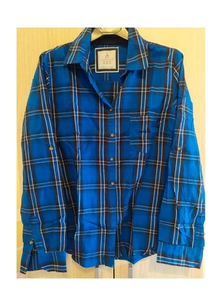 Camisa de cuadros azul cobalto entallada, merk: Atmosphere, staat: Heel goed, maat: L / 40 / 12, € 8,00, € 9,10 inclusief Kopersbescherming