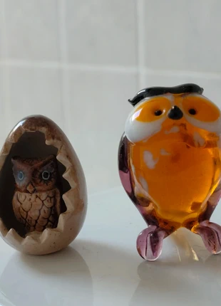 Duo de figurines chouettes en verre et céramique, marke: Collection, zustand: Gut, 8,00 €, 9,10 € inklusive Vinted-Käuferschutz