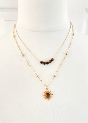 Gold tone layered necklace, beads and sun pendant, boho, brand: Boho Chic, condition: New without tags, £4.50, £5.43 includes Buyer Protection