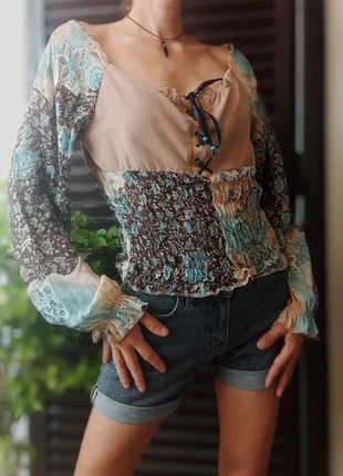 Blusa estiva donna boho chic patchwork floreale, taglia L 🇮🇹, marke: Boho Chic, zustand: Gut, größe: L / 40 / 12, 6,50 €, 7,53 € inklusive Vinted-Käuferschutz