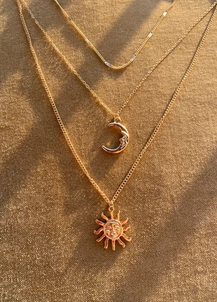 🖤 Gold Layered Sun and Moon Necklace, marke: Moon, zustand: Sehr gut, 20,50 €, 22,23 € inklusive Vinted-Käuferschutz