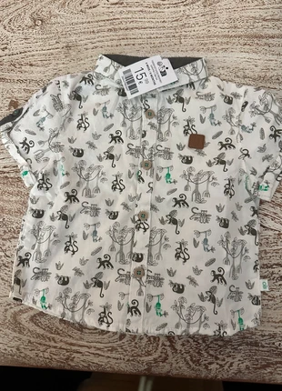 Camicia Obaïbi – 6 mesi – Bianca con scimmiette – Nuova con cartellino, marca: Obaïbi, estado: Nuevo con etiquetas, tamaño: 3-6 meses / 62 cm, 8,00 €, 9,10 € Protección al comprador incluida