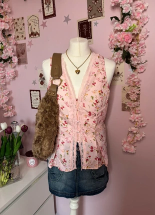 Y2K lace cami with tie at the back, brand: Poéselle, condition: Very good, size: L / 40 / 12, €15.00, €16.45 includes Buyer Protection