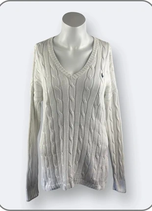 Pull col V Ralph Lauren blanc en coton Pima, taille S – coupe oversize, marke: Ralph Lauren, zustand: Sehr gut, größe: S / 36 / 8, 52,00 €, 55,30 € beinhaltet Vinted-Käuferschutz Pro