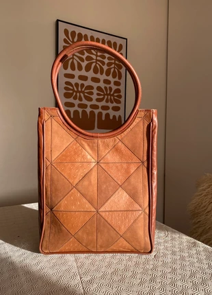 Genuine Leather patchwork bag, merk: Local, staat: Heel goed, € 19,99, € 21,69 inclusief Kopersbescherming
