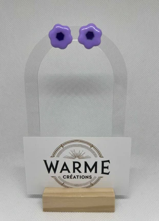 Boucles d’oreilles fleurs violettes rétro fait main, marque: Fait Main, état: Neuf avec étiquette, 2,00 €, 2,80 € Protection acheteurs incluse