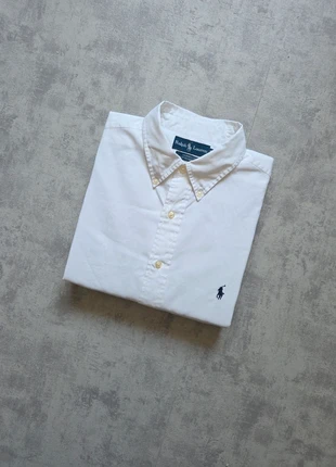 Chemise unie manches longues Ralph Lauren taille XL hommes Blanc logo Bleu Foncé, brand: Ralph Lauren, condizioni: Ottime, taglia: XL, €32.00, €34.30 include la Protezione acquisti