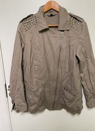 Warehouse Studded Khaki Green Utility Jacket - UK 12, brand: Warehouse, condition: Very good, size: L / 40 / 12, €17.00, €18.55 includes Buyer Protection
