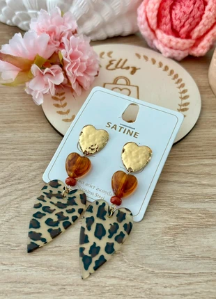 Boucles cœurs pendantes léopard, brand: Satine, condizioni: Ottime, €15.00, €16.45 include la Protezione acquisti Pro