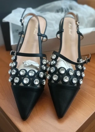 Scarpe flat slingback nere con pietre luminose, brand: Mix Feel, condizioni: Nuovo con cartellino, taglia: 41, €20.00, €21.70 include la Protezione acquisti