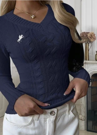Pull col V en coton bleu marine, brand: Belle d’Azur, condition: New without tags, size: S / 36 / 8, €36.00, €38.50 includes Buyer Protection