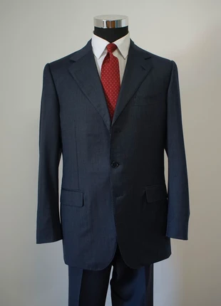 Bespoke blue suit double trousers Dormeuil fabric, merk: Bespoke, staat: Heel goed, maat: L, € 250,00, € 263,20 inclusief Kopersbescherming
