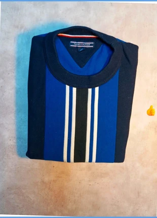 Sweatshirt Pull col rond à rayures bleu et noir tommy Hilfiger pour homme taille M - 170cm, marque: Tommy Hilfiger, état: Très bon état, taille: M, 25,00 €, 26,95 € Protection acheteurs (Pro) incluse