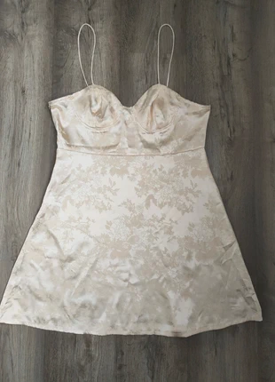 Champagne Satin Jacquard Slip Dress – Size XL, marca: Local, estado: Muy bueno, tamaño: XL / 42 / 14, 10,00 €, 10,50 € Protección al comprador incluida