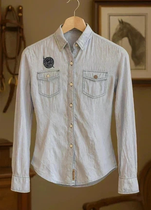 Chemisier - Kaporal vintage - 16 ans - bleu clair broderie bouton à fleurs roses, brand: Vintage Dressing, condition: Very good, size: 16 years / 176 cm, €9.00, €10.15 includes Buyer Protection