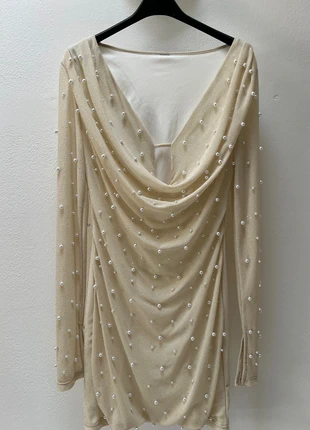 Vestito Abito bianco panna con perle e glitter, marca: Polly, estado: Novo sem etiquetas, tamanho: S / 36 / 8, €25.00, €26.95 inclui Proteção do Comprador