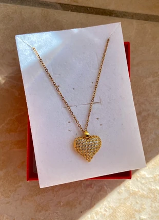 Collana cuore oro con zirconi brillanti elegante, brand: INOX, condizioni: Nuovo con cartellino, €8.00, €9.10 include la Protezione acquisti