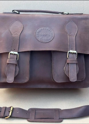 Brown leather messenger bag, brand: Real Leather, condition: New without tags, £39.99, £42.69 includes Buyer Protection