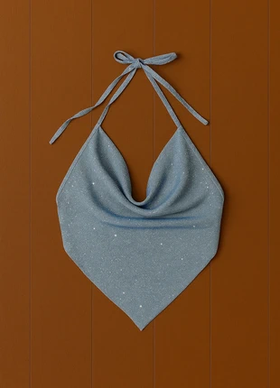 Top dos nu pailleté bleu – Haut halter scintillant soirée & été style vintage y2k, marke: B.l.e.u., zustand: Sehr gut, größe: S / 36 / 8, 39,00 €, 41,65 € inklusive Vinted-Käuferschutz