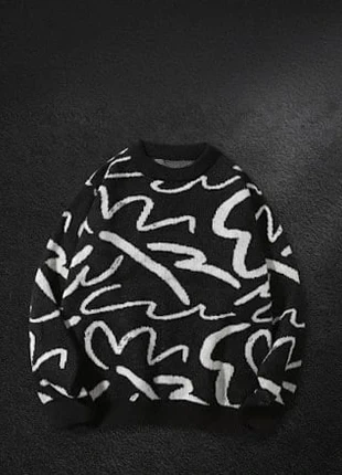 Pull noir à motifs graphiques homme - Taille M, marque: y2k, état: Très bon état, taille: M, 53,00 €, 56,35 € Protection acheteurs incluse