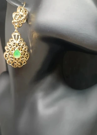Boucles d'oreilles classe neuves vert et dorées style marocain, condition: Very good, €8.00, €9.10 includes Buyer Protection