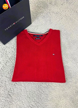 Sweat pull Col V en coton Tommy Hilfiger Bordeaux - Taille S - Homme, merk: Tommy Hilfiger, staat: Heel goed, maat: S, € 15,00, € 16,45 inclusief Kopersbescherming Pro